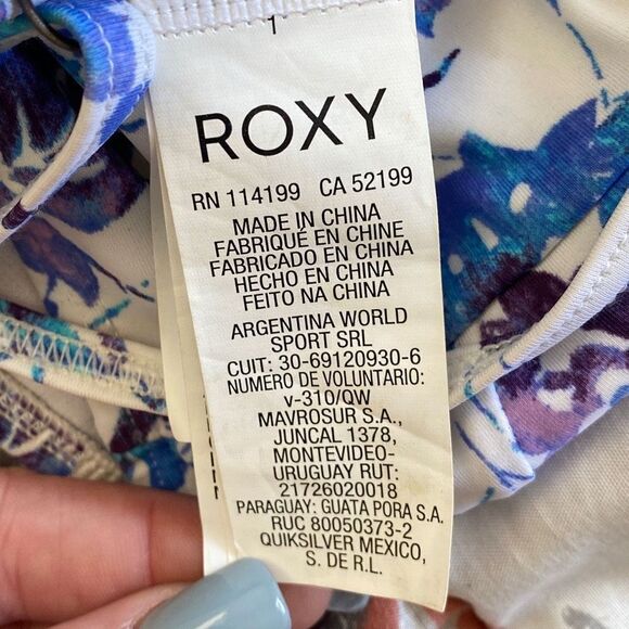 Roxy NWOT Bustier Swim Crop Top Preppy Seascape Blue/White Multi Y2K Surfer XS - Picture 6 of 8